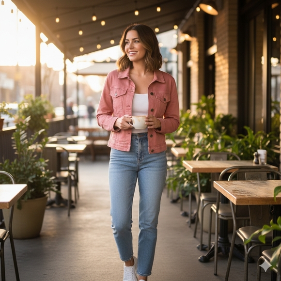 a.n.a Jackets & Blazers - a.n.a bohemian rose pink cropped destressed denim jacket w/ pockets NWT